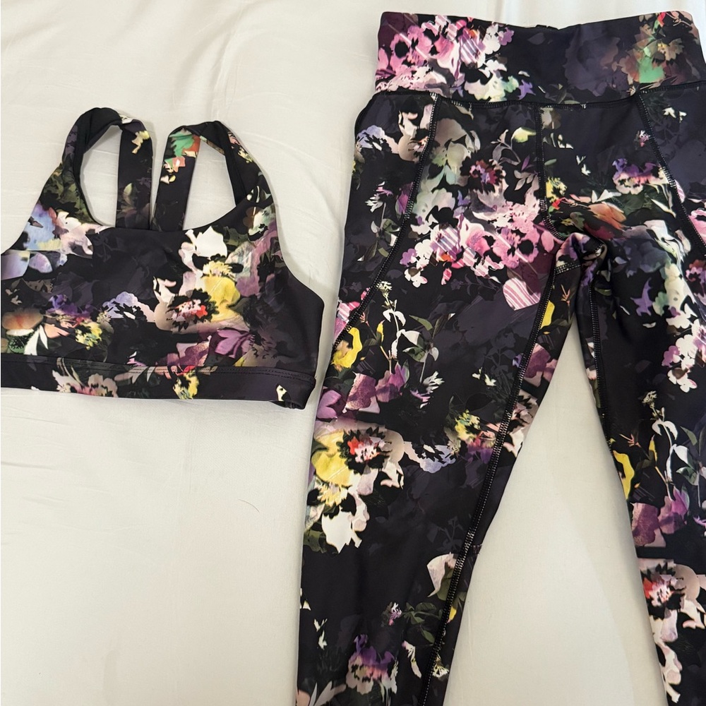 Old Navy Active Black Floral Set